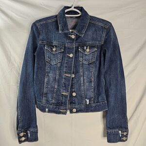 Aeropostale Young Girl's Blue Denim Trucker Jacket Distressed Denim MEDIUM
